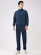 Men Blue Solid Collar Full Sleeve Winter Tracksuit