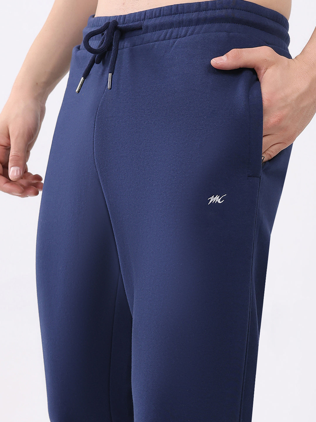 Men Blue Printed Collar Full Sleeve Winter Tracksuit