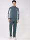 Men Green Printed Collar Full Sleeve Winter Tracksuit