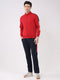 Men Red Printed Collar Full Sleeve Winter Tracksuit