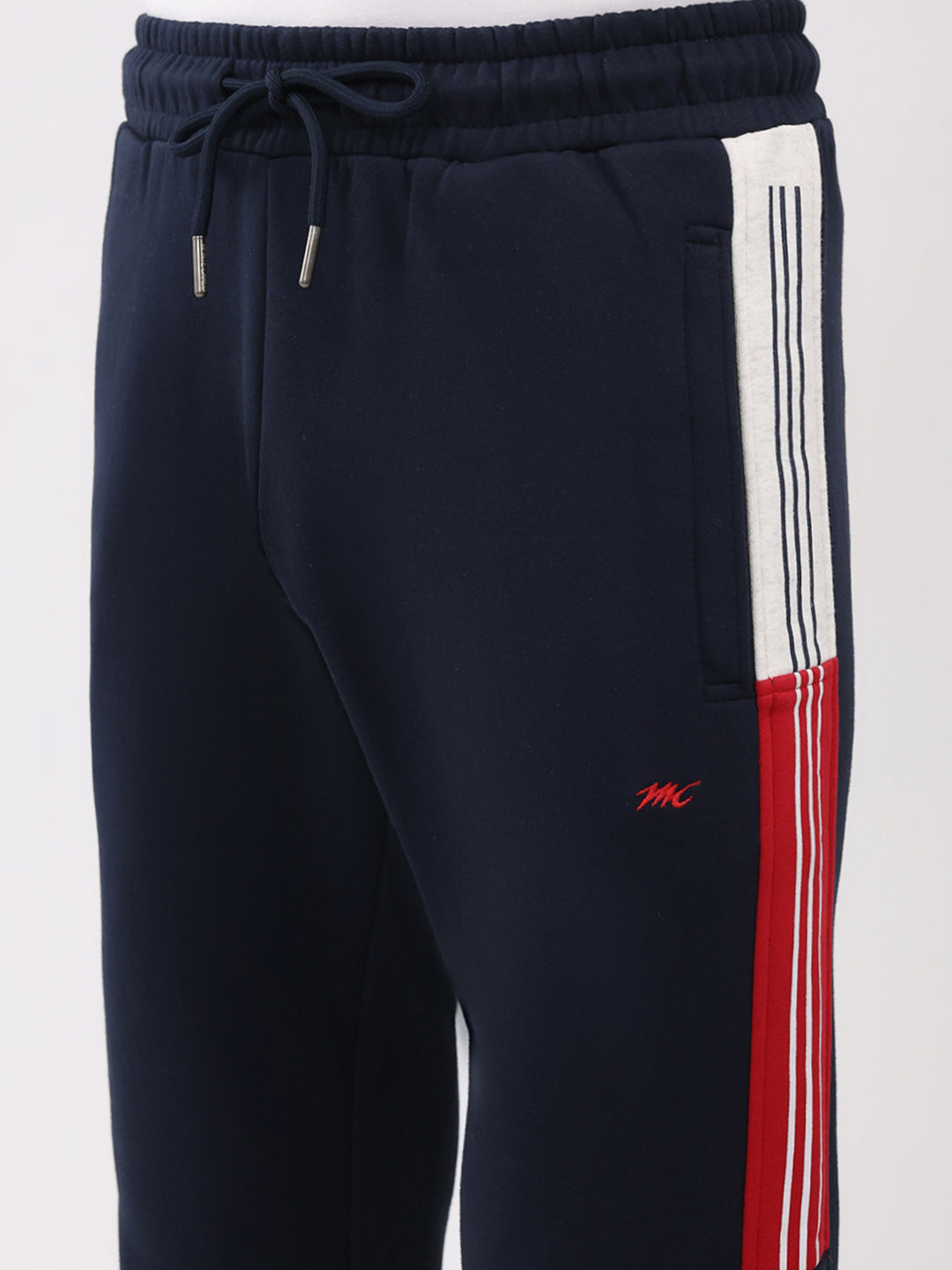 Men Red Printed Collar Full Sleeve Winter Tracksuit