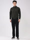Men Black Embroidered Round Neck Full Sleeve Winter Tracksuit