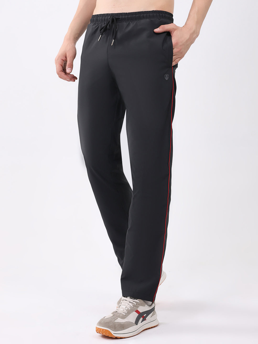 Men Black Printed Round Neck Full Sleeve Winter Tracksuit