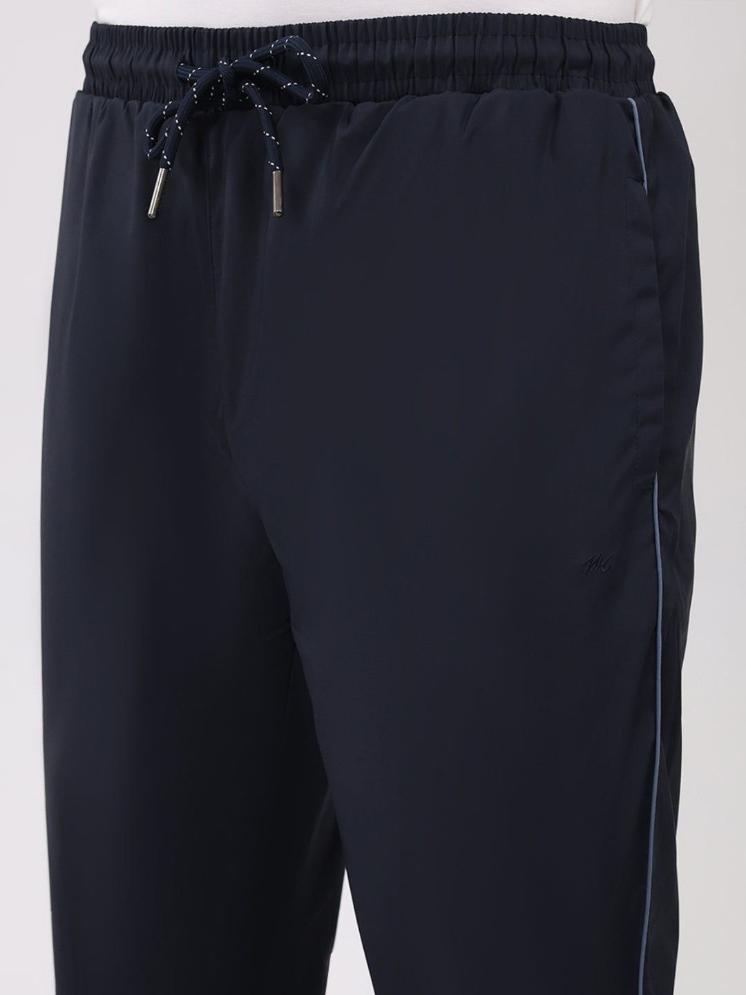 Men Blue Embroidered Round Neck Full Sleeve Winter Tracksuit