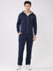 Men Blue Solid Round Neck Full Sleeve Winter Tracksuit