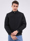 Men Black Solid Mock Neck Full Sleeve Jacket