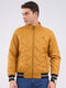 Men Mustard Solid Mock Neck Full Sleeve Jacket