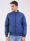 Men Blue Solid Mock Neck Full Sleeve Jacket