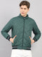 Men Green Solid Hooded Full Sleeve Jacket