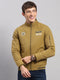 Men Mustard Solid Collar Full Sleeve Jacket