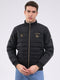 Men Black Solid Mock Neck Full Sleeve Jacket