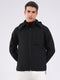 Men Black Solid Hooded Full Sleeve Jacket
