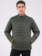 Men Olive Solid Mock Neck Full Sleeve Jacket