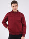 Men Maroon Solid Mock Neck Full Sleeve Jacket