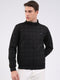 Men Black Solid Mock Neck Full Sleeve Jacket