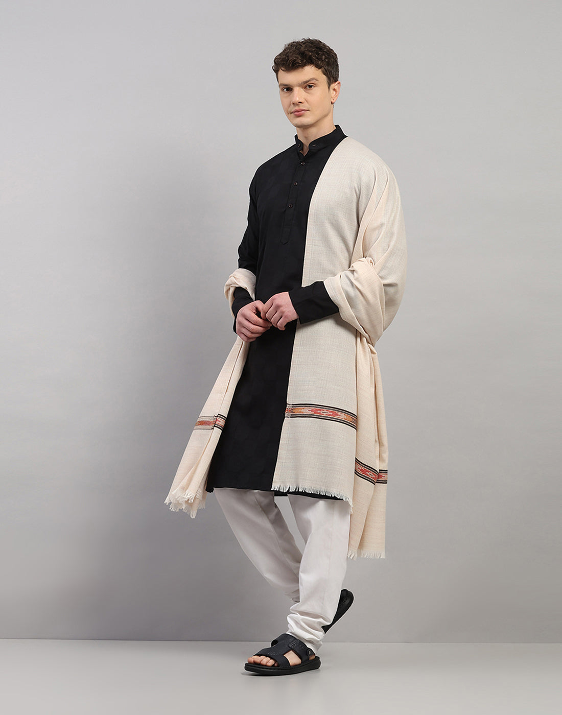 Men Multicolor Self Design   Lohi Shawl