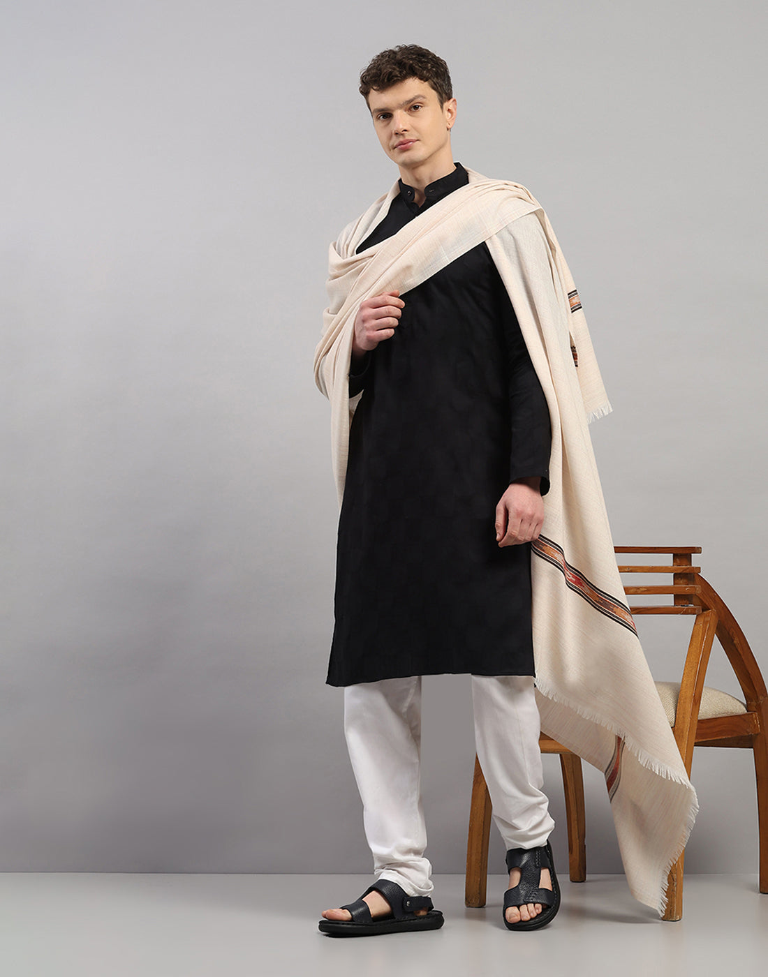 Men Multicolor Self Design   Lohi Shawl