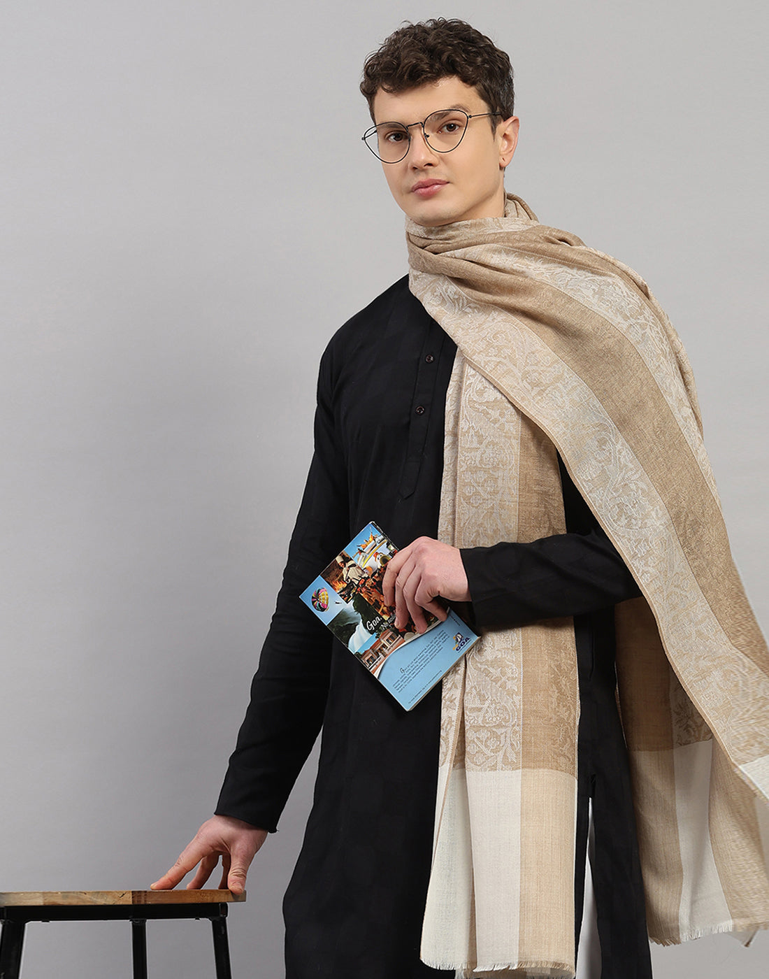 Men Multicolor Self Design   Lohi Shawl