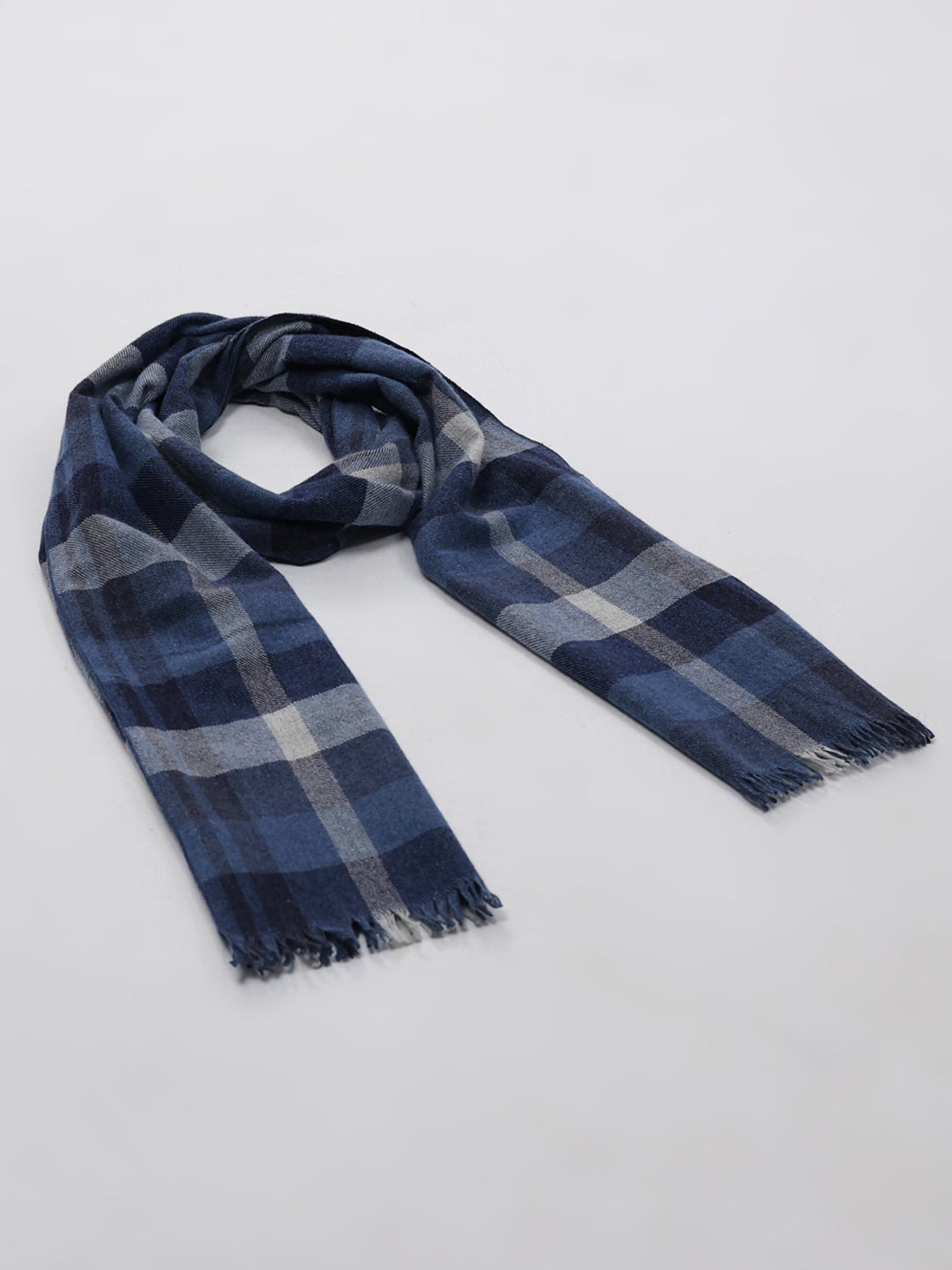 Men Blue Self Design Wool Blend Muffler