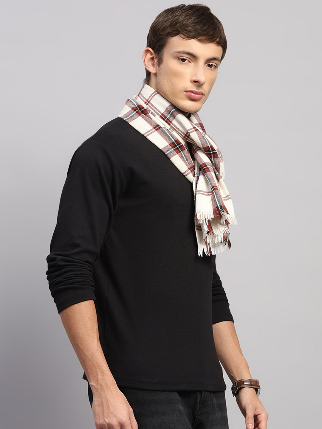 Men Multicolor Self Design Wool Muffler
