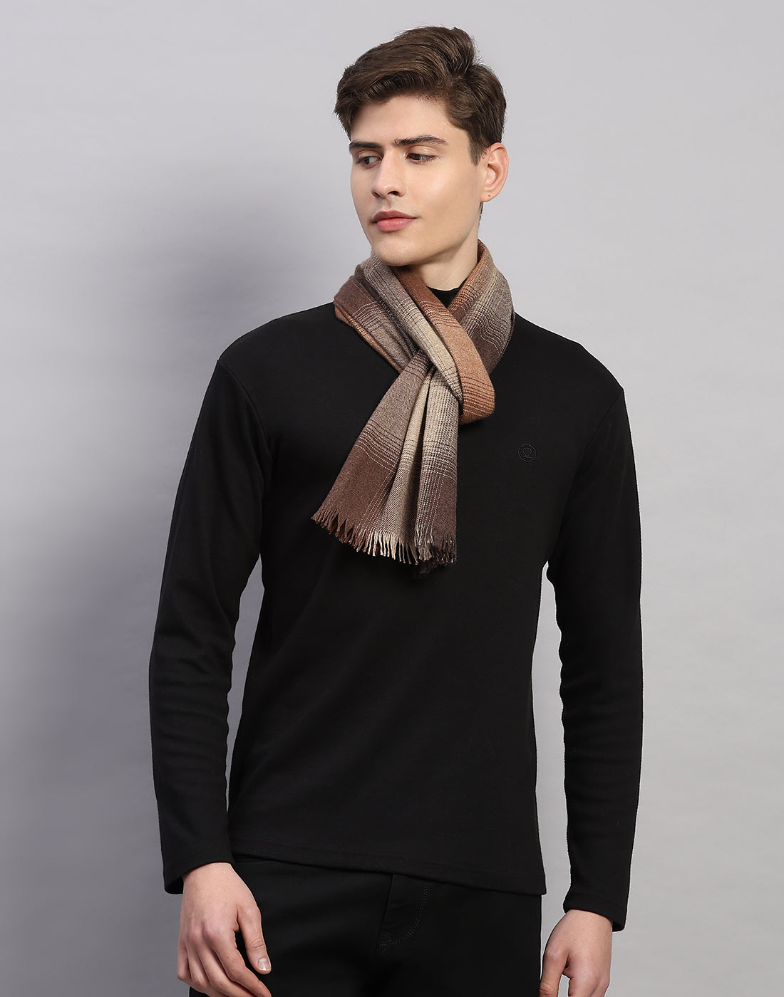 Men Multicolor Self Design Wool Muffler