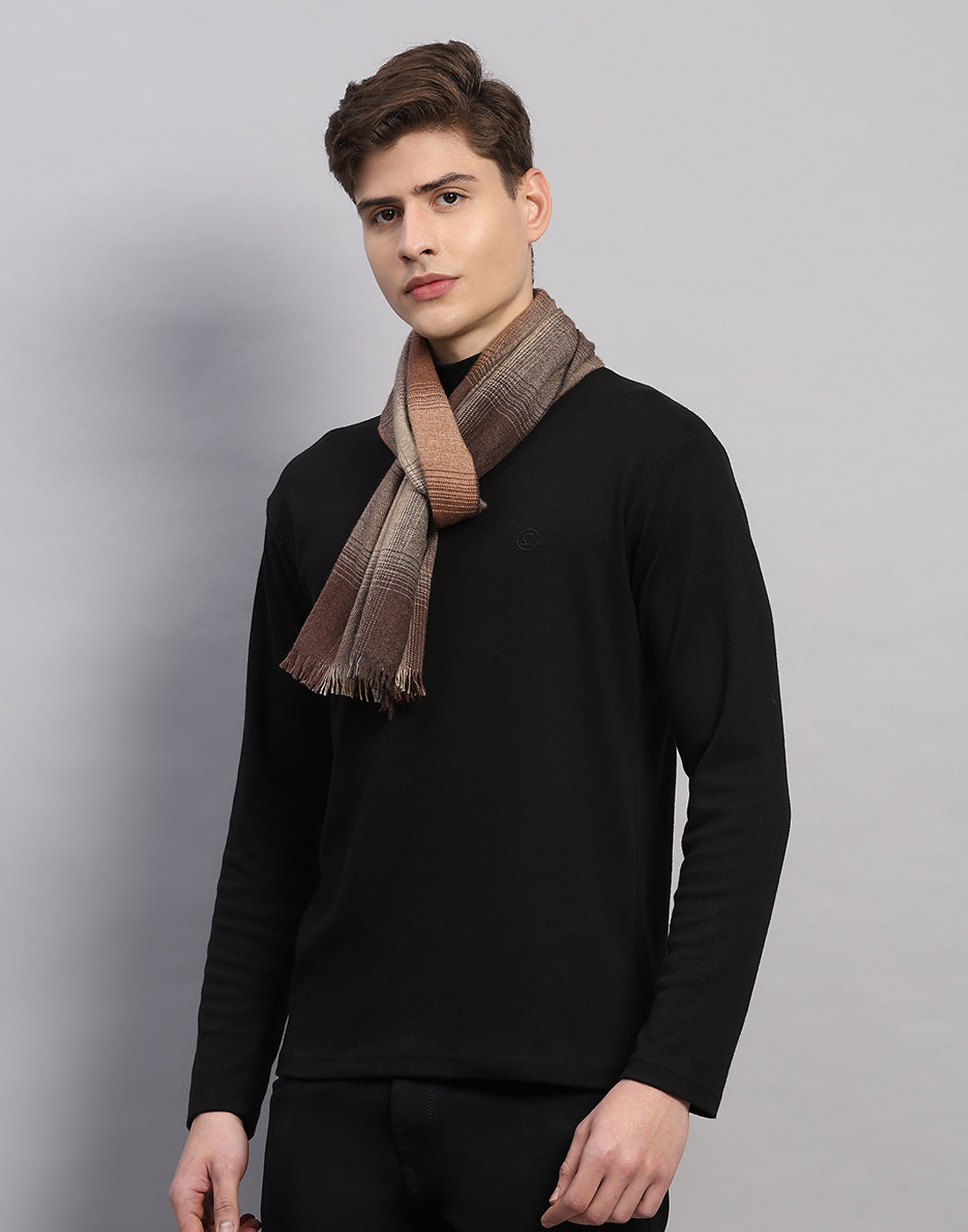 Men Multicolor Self Design Wool Muffler