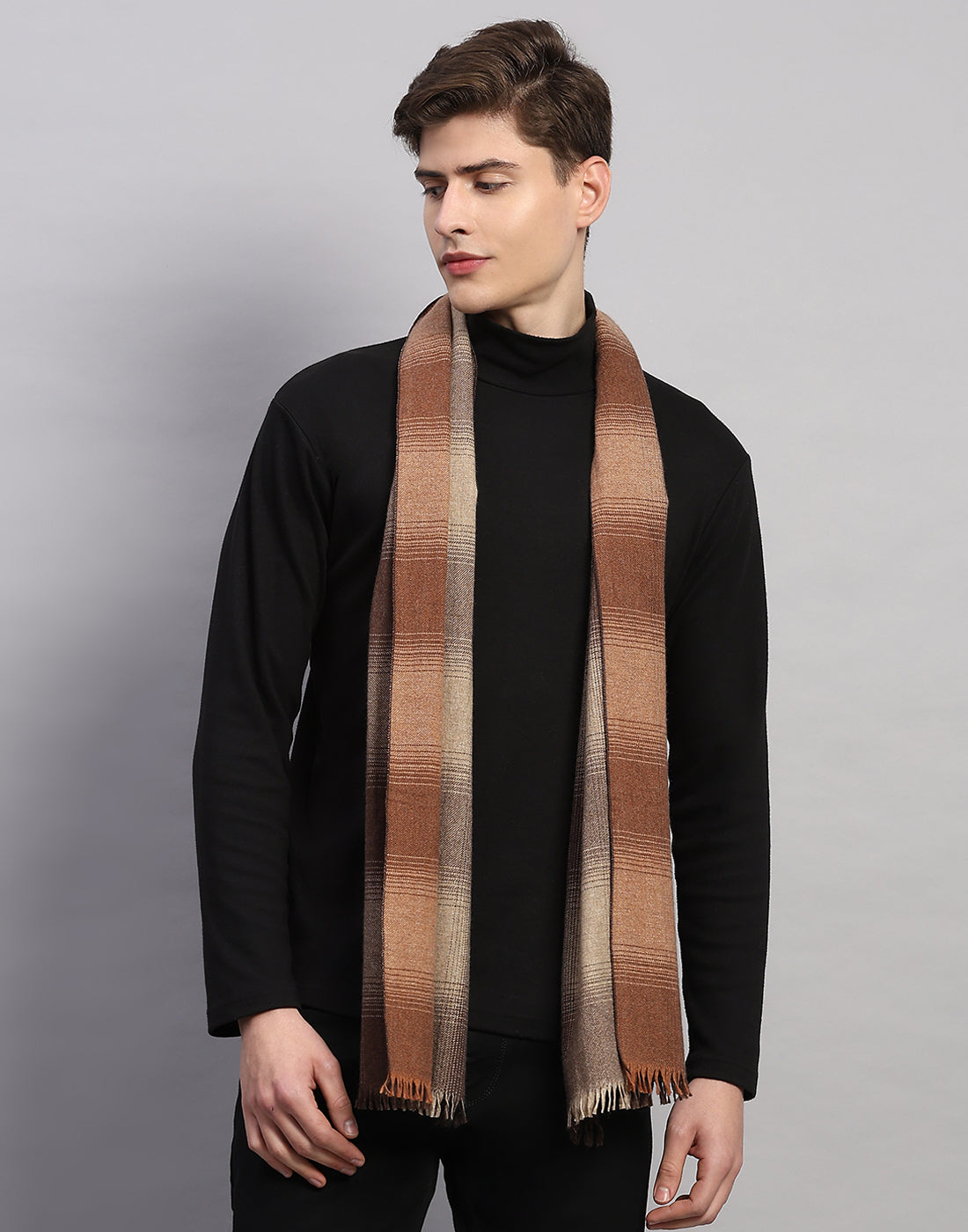 Men Multicolor Self Design Wool Muffler