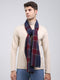 Men Navy Blue Self Design Wool Blend Muffler