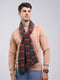 Men Red Self Design Wool Blend Muffler