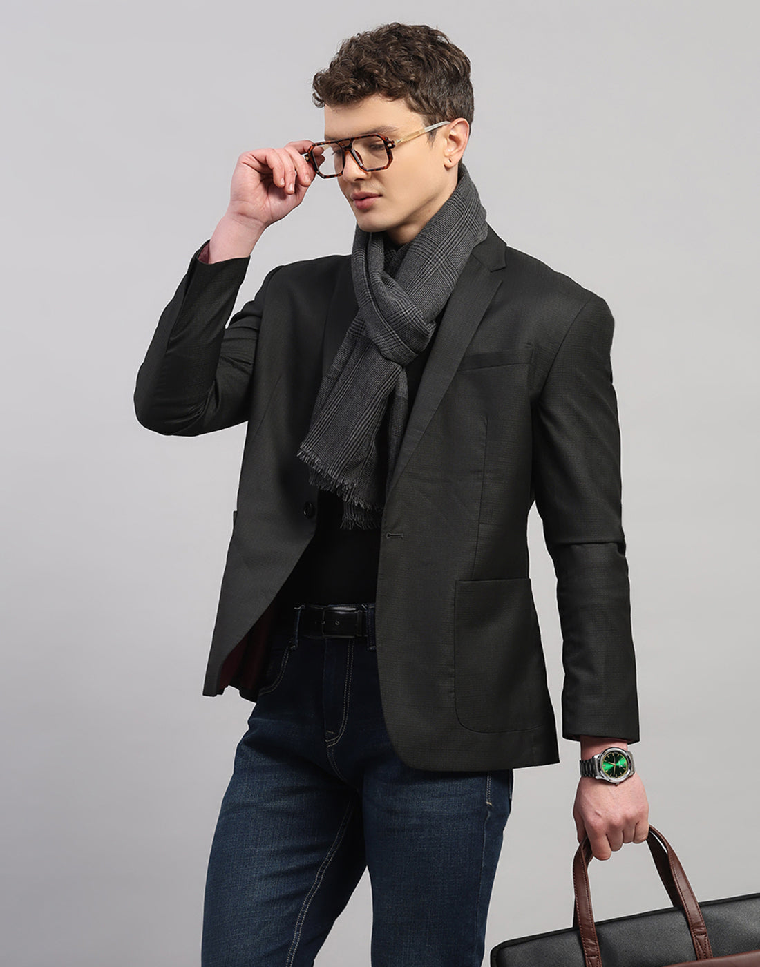 Men Multicolor Self Design Wool Muffler