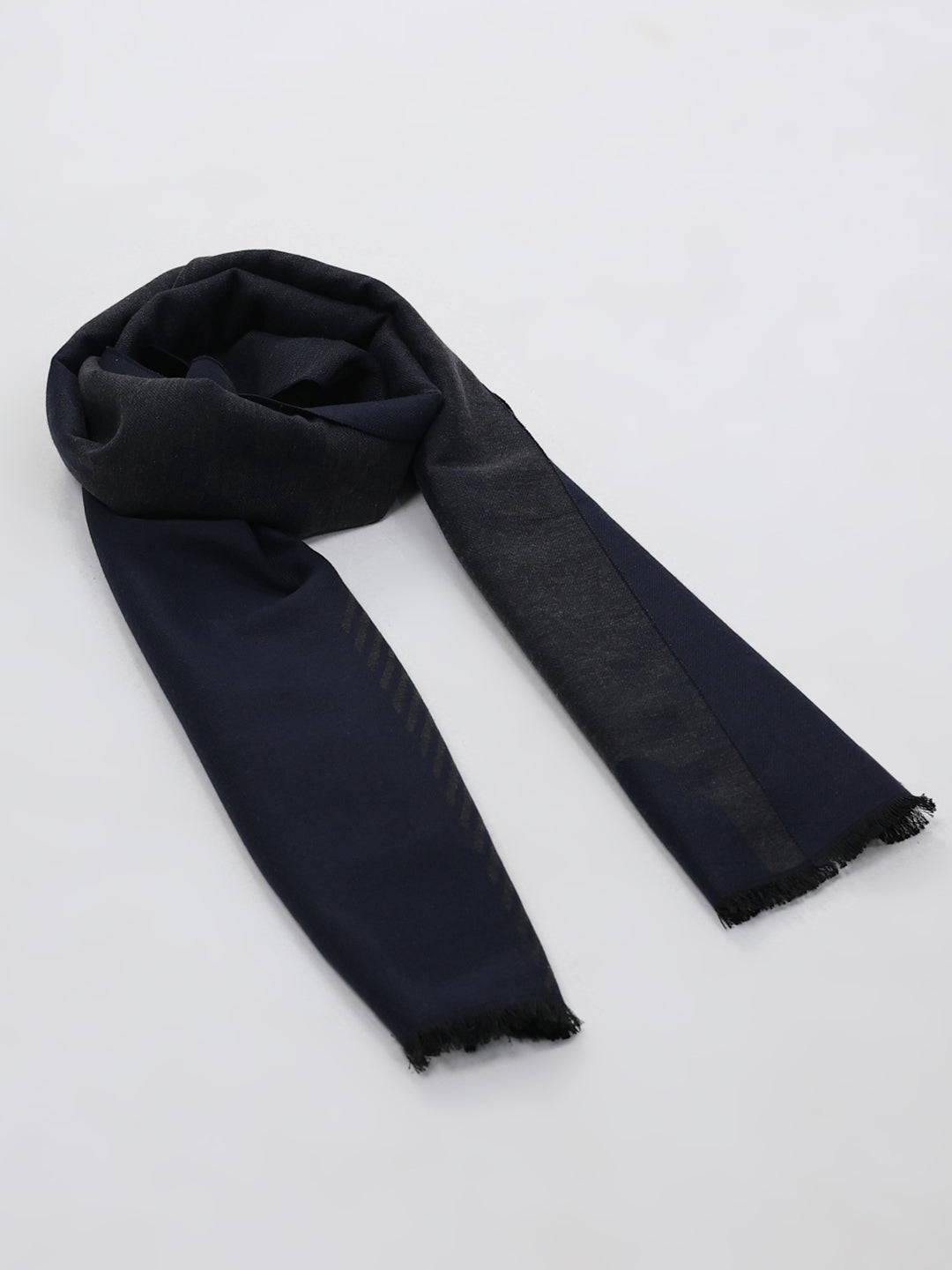 Men Navy Blue Self Design Wool Blend Muffler