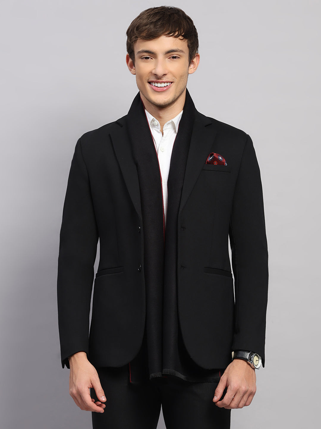 Men Multicolor Self Design Wool Muffler