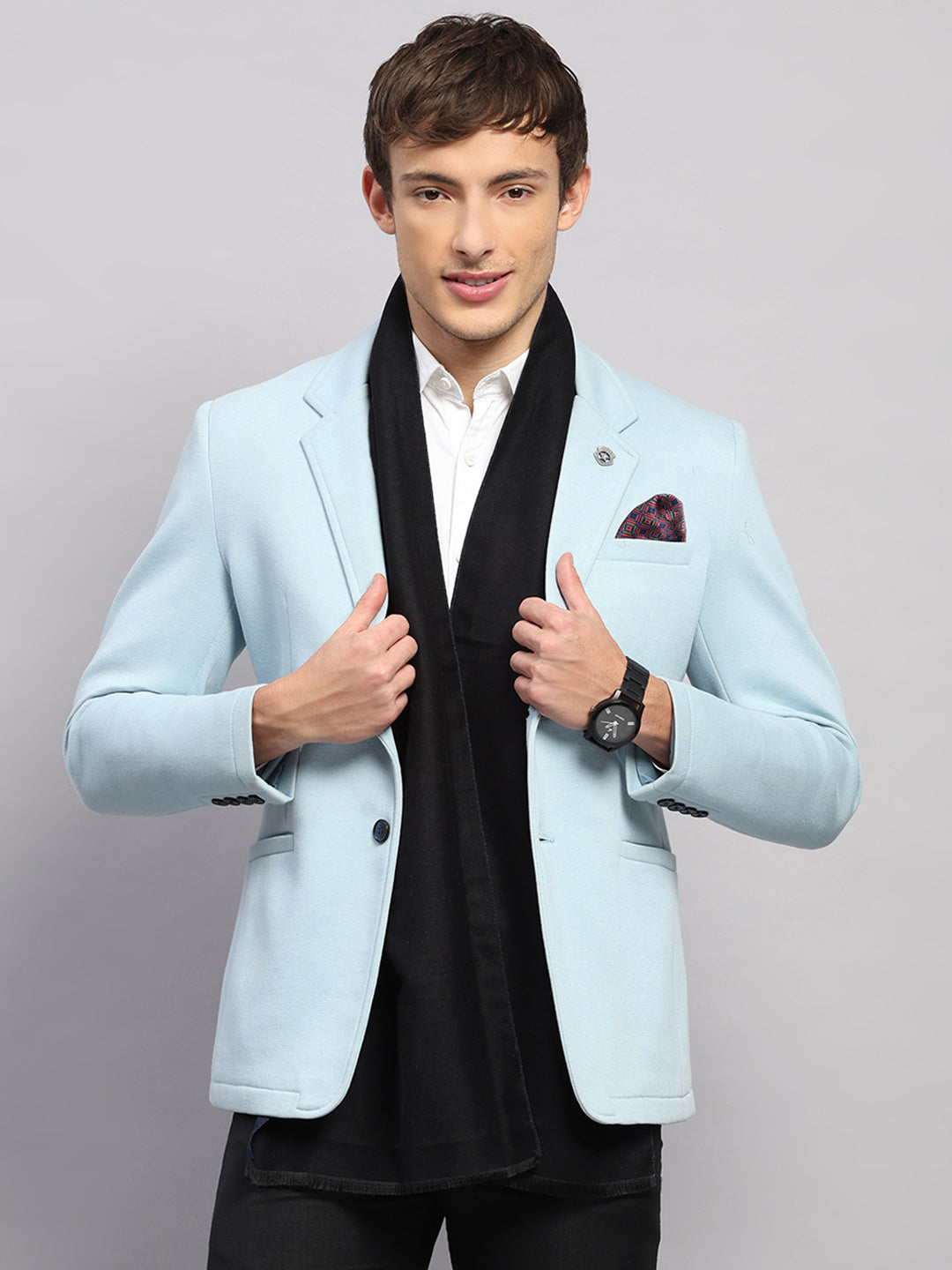 Men Multicolor Self Design Wool Muffler