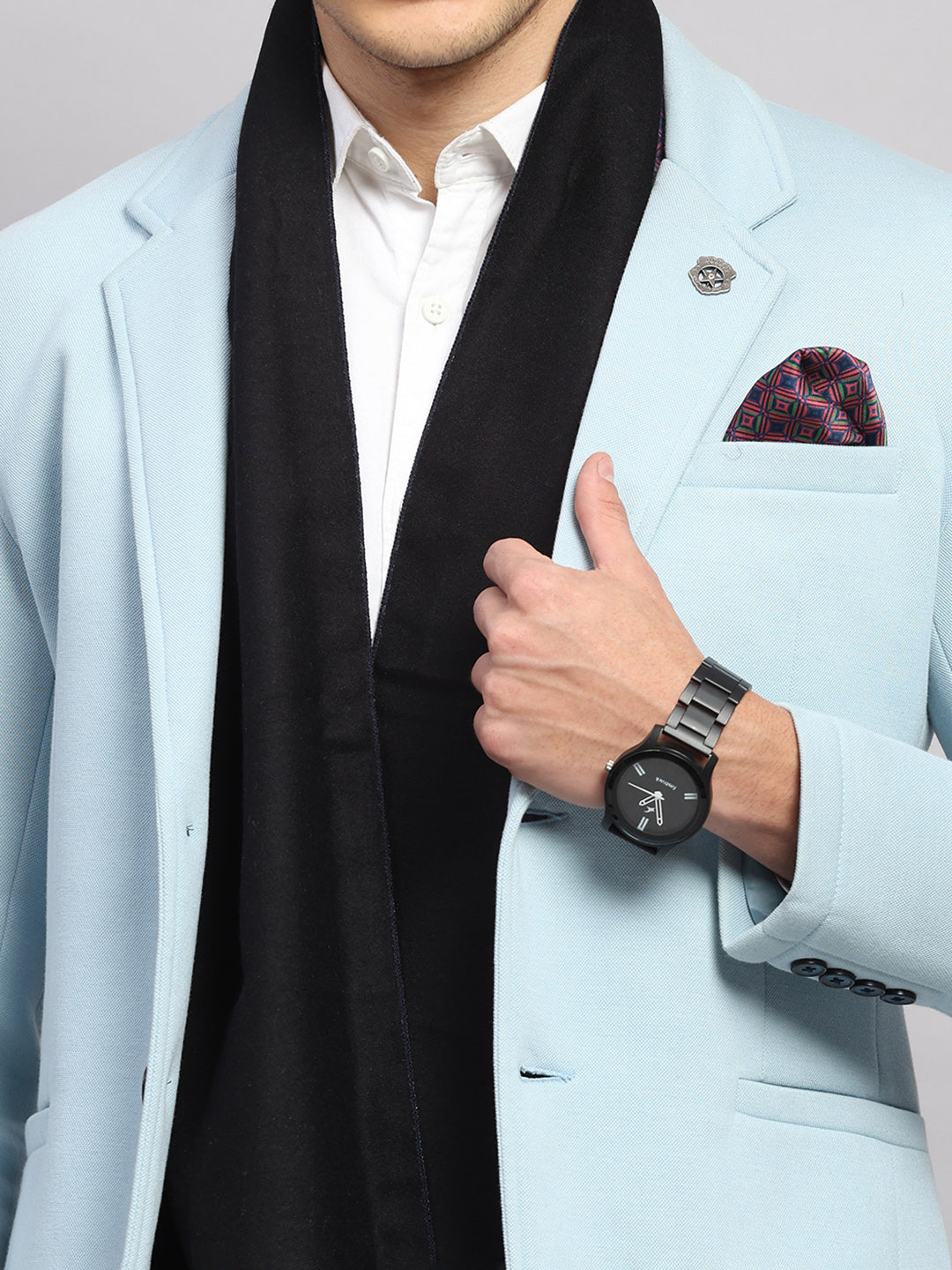 Men Multicolor Self Design Wool Muffler