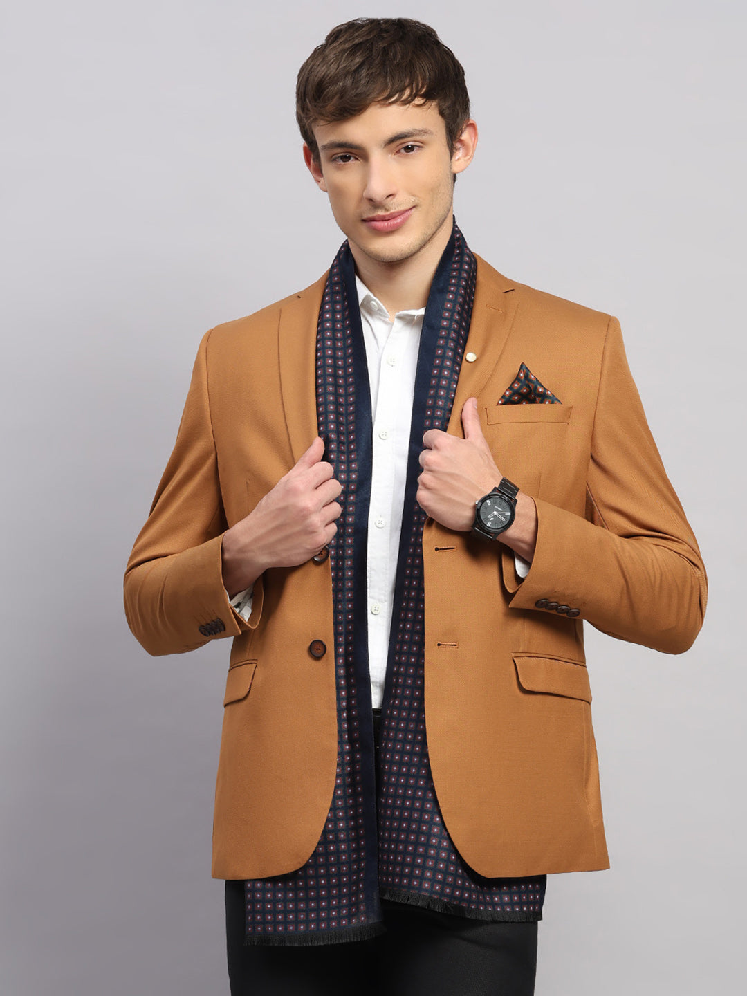 Men Multicolor Self Design Wool Muffler