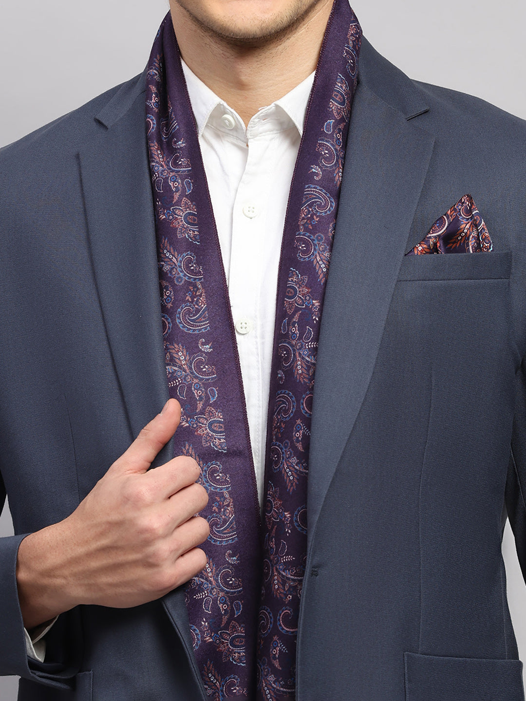 Men Multicolor Self Design Wool Muffler