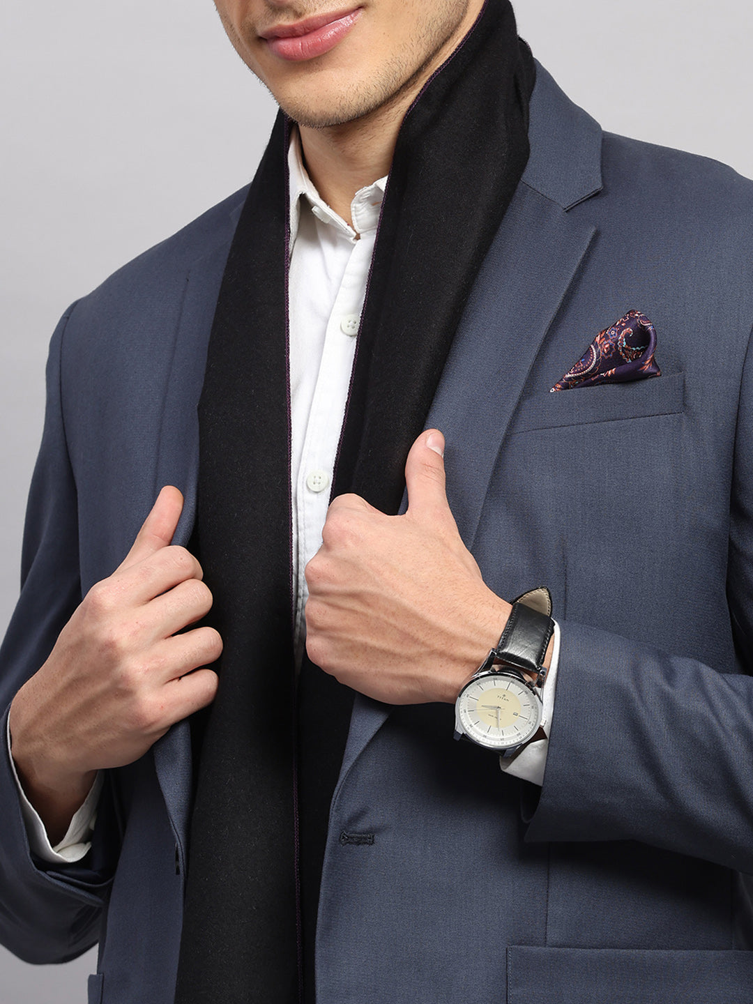 Men Multicolor Self Design Wool Muffler