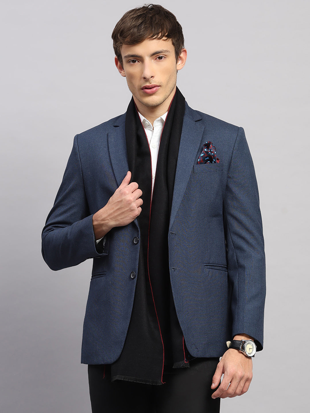 Men Multicolor Self Design Wool Muffler