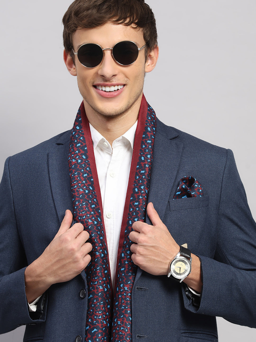 Men Multicolor Self Design Wool Muffler