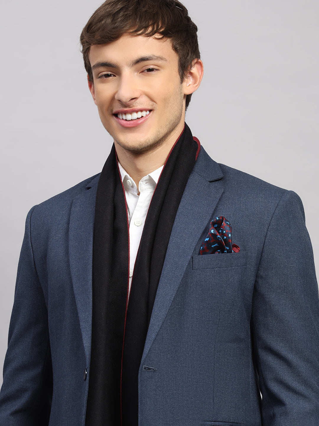 Men Multicolor Self Design Wool Muffler