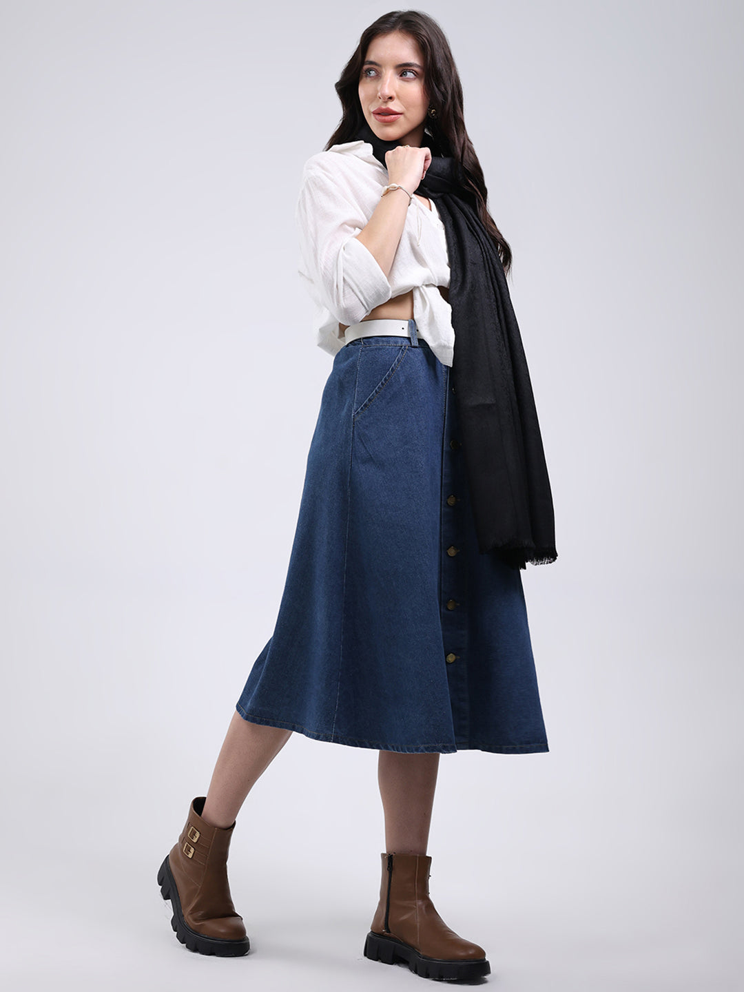 Women Black Solid Wool Blend Shawl