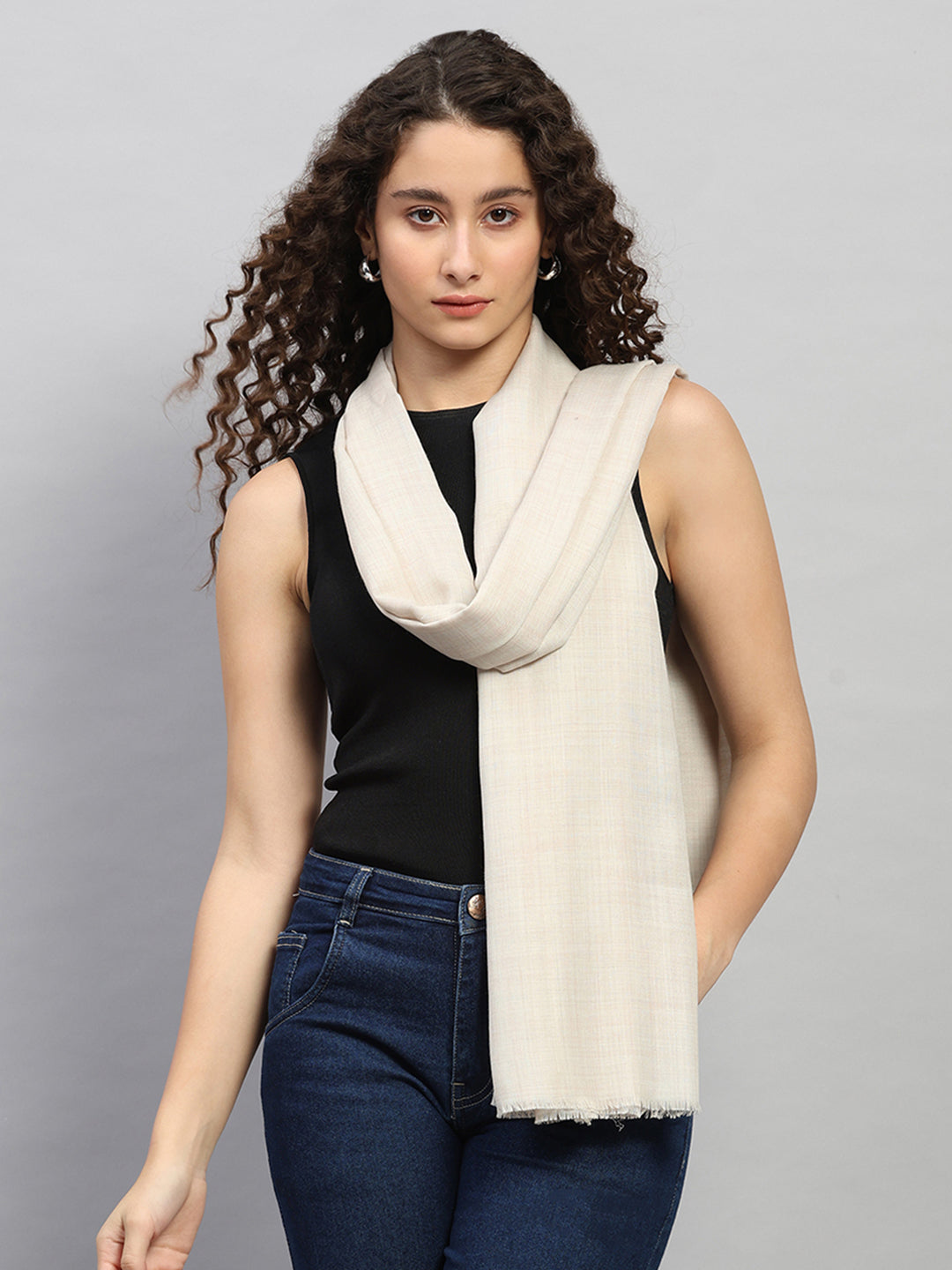 Women Multicolor Self Design Wool Shawl