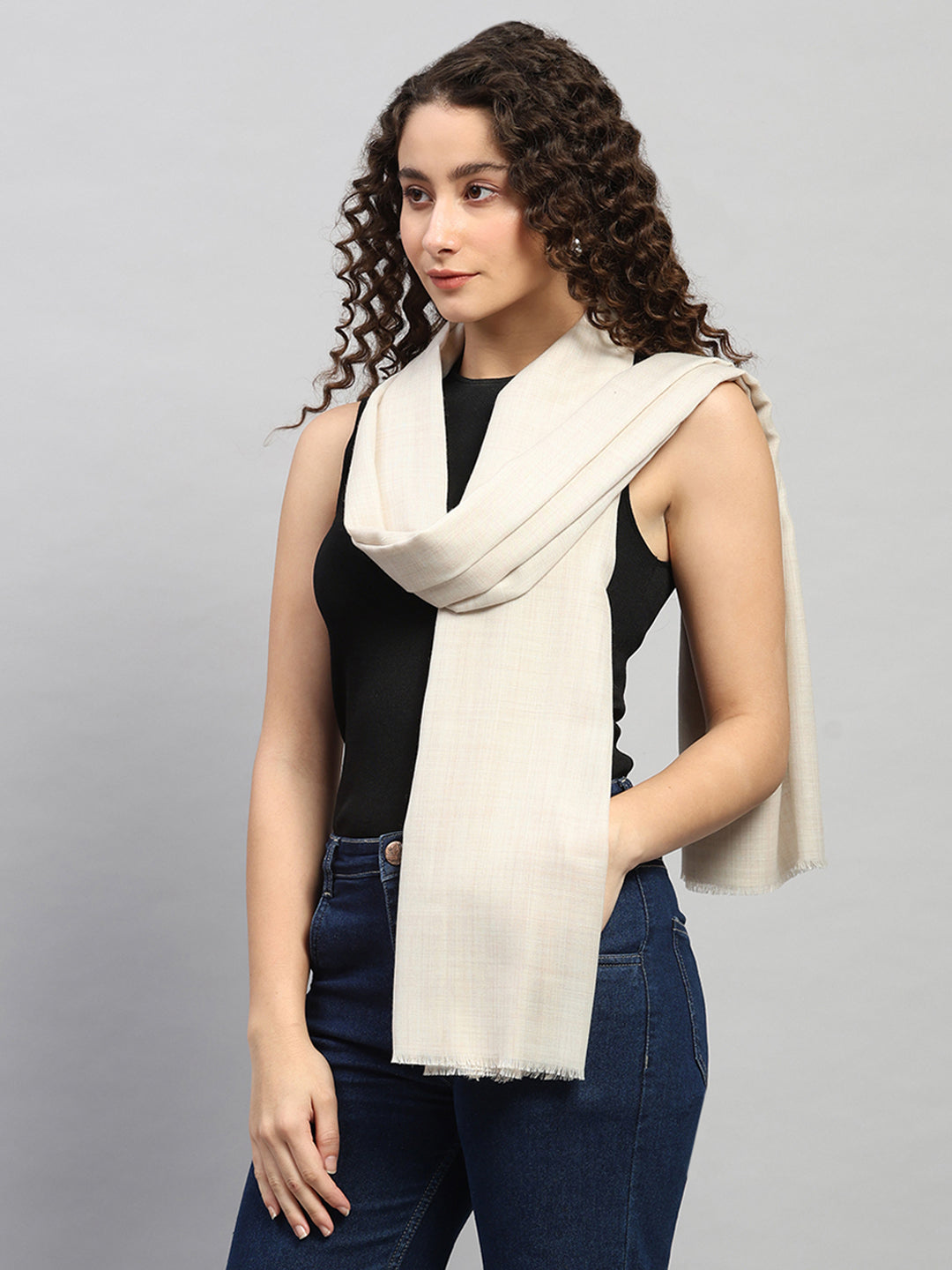 Women Multicolor Self Design Wool Shawl