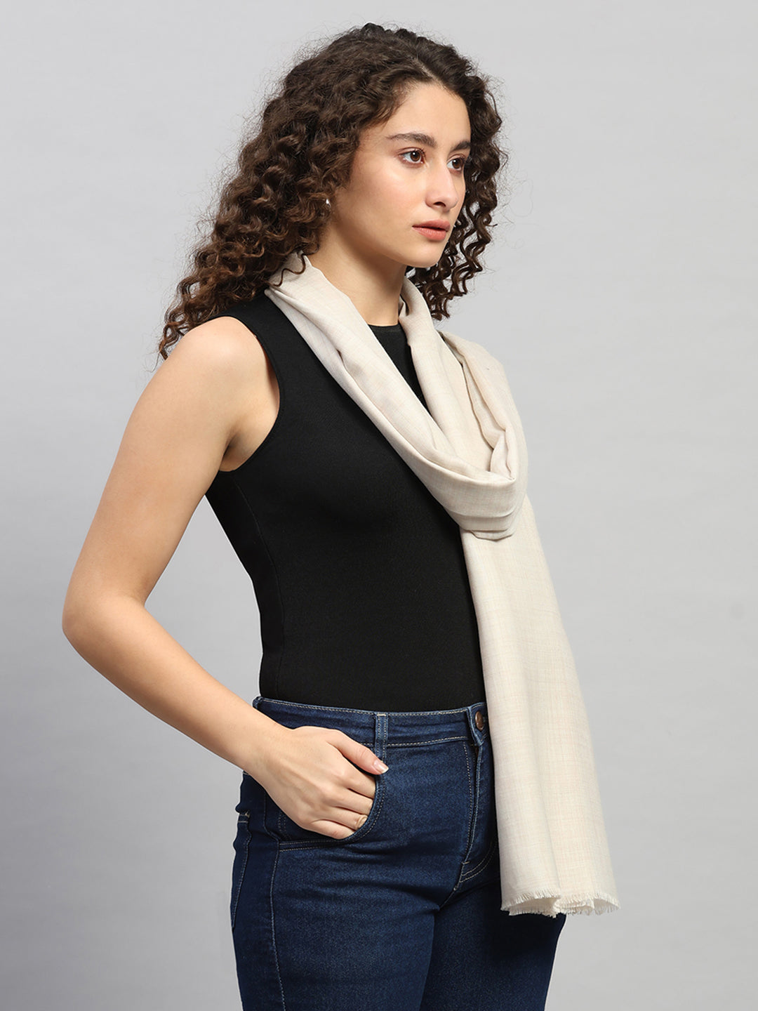 Women Multicolor Self Design Wool Shawl