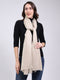 Women Cream Solid Wool Blend Shawl