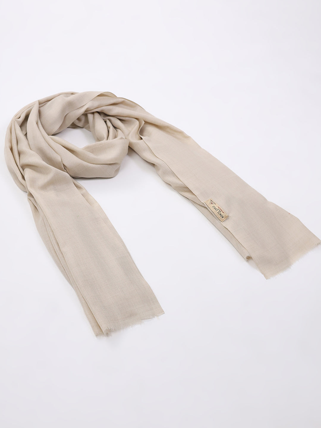 Women Cream Solid Wool Blend Shawl