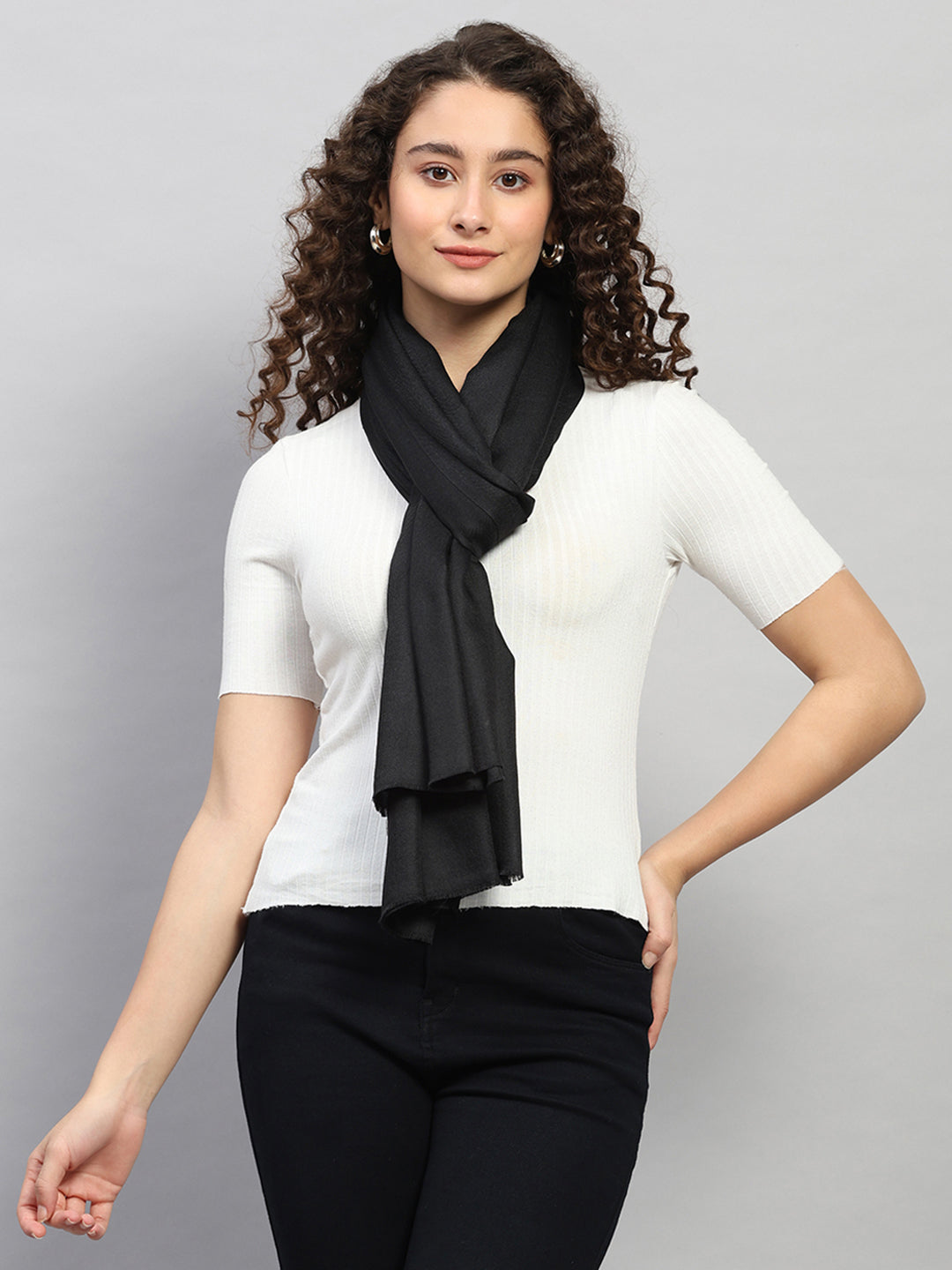 Women Multicolor Self Design Wool Shawl