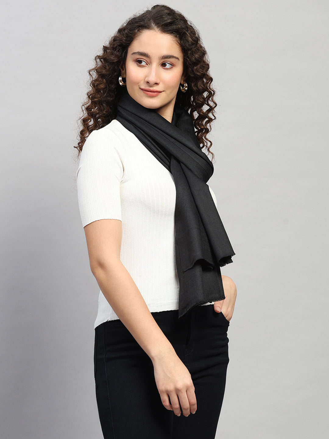 Women Multicolor Self Design Wool Shawl