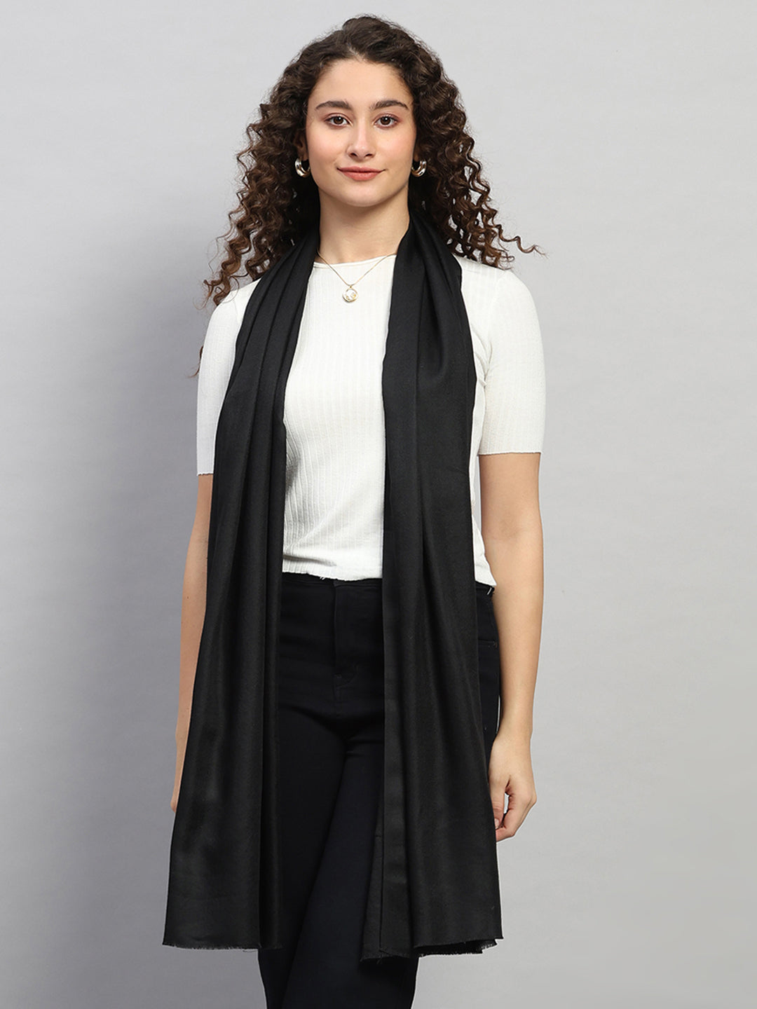 Women Multicolor Self Design Wool Shawl