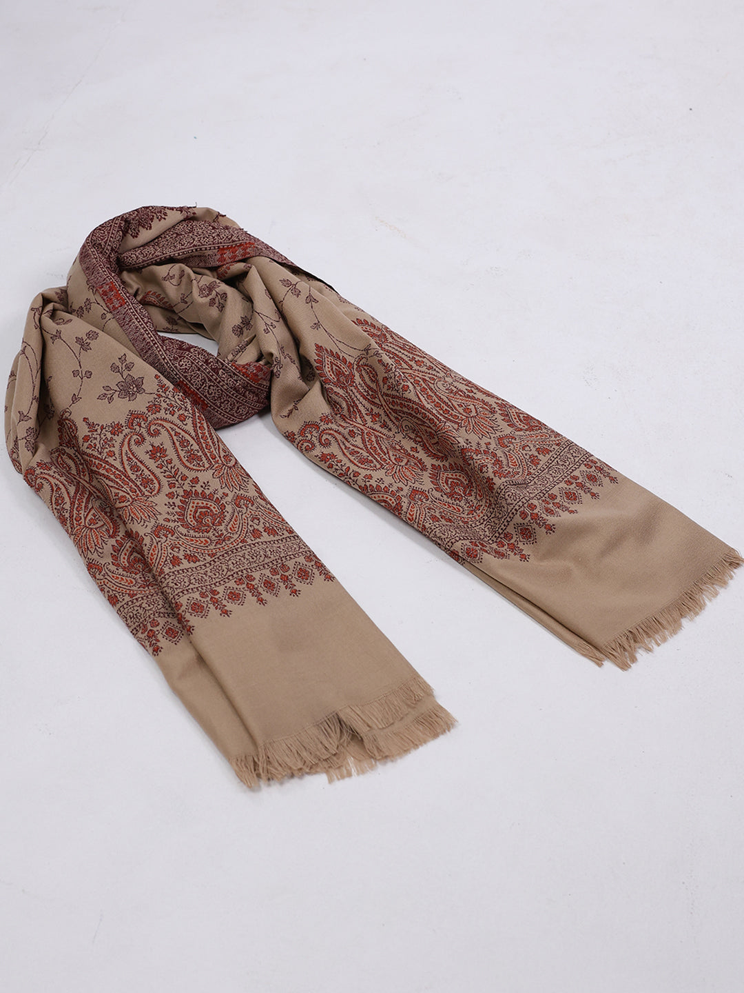 Women Brown Printed Wool Blend Shawl